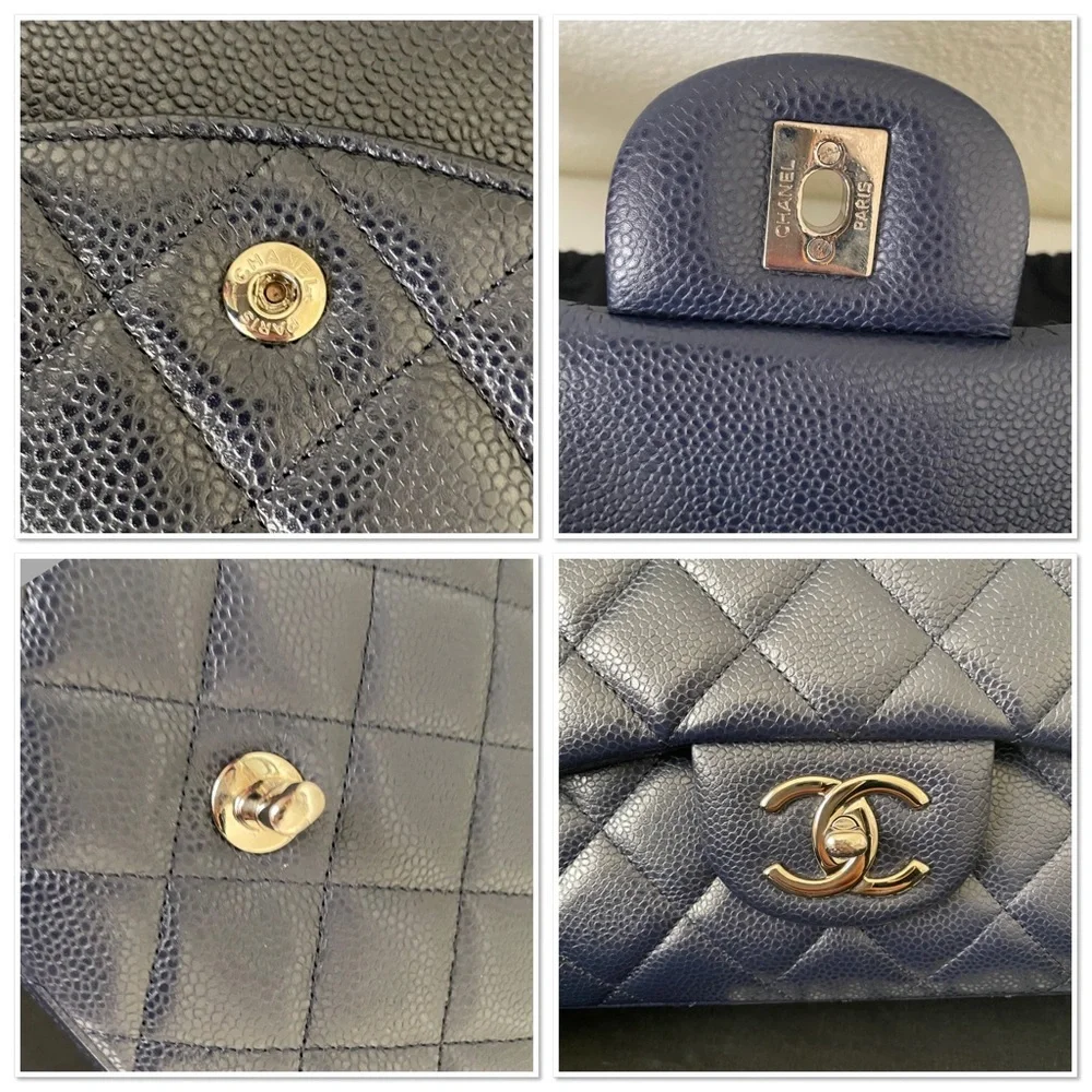 Sold Chanel Navy Caviar Maxi Double Flap bag - Picture 13 of 15